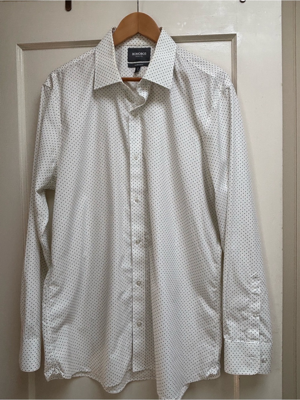 Bonobos White Dress Shirt with Blue Micro-Dot Pattern
